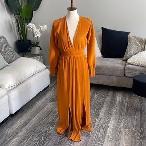 Pumpkin ribbed Long sleeve dress